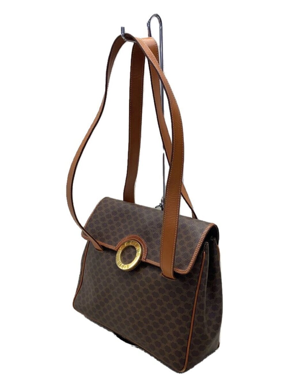 Celine Circle Macadam Leather Bag Tote Brown